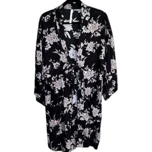 SPIRITUAL GANGSTER Maya Black/ White Tie Front Kimono Boho Women's One Size